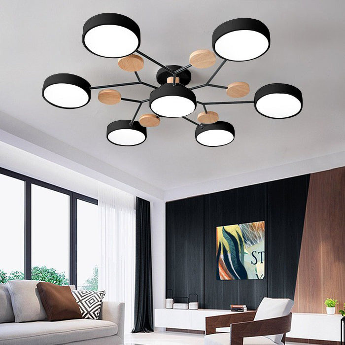 Fern Multi Arm LED Ceiling Light, Black, 7 heads