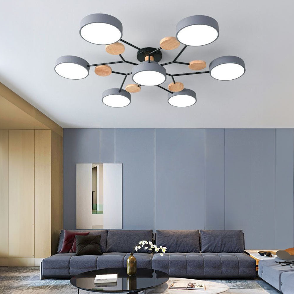 Fern Multi Arm LED Ceiling Light, Grey, 7 heads