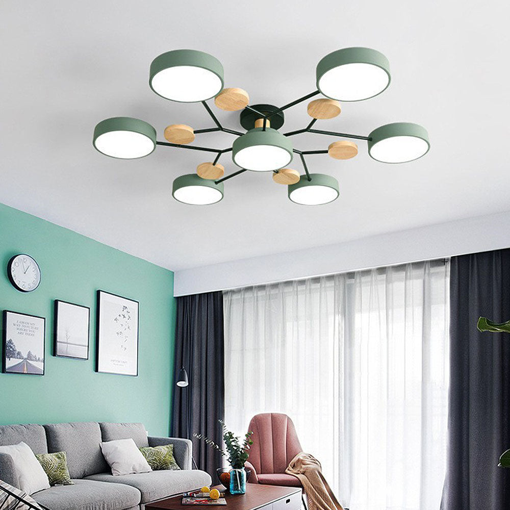 Fern Multi Arm LED Ceiling Light, Green, 7 heads
