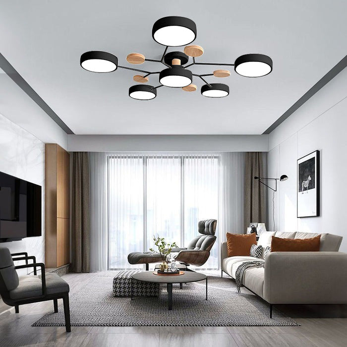Fern Multi Arm LED Ceiling Light, Black, 6 heads