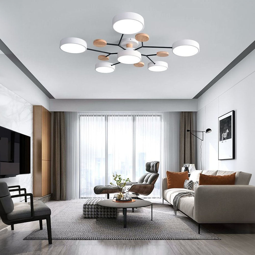 Fern Multi Arm LED Ceiling Light, White, 6 heads