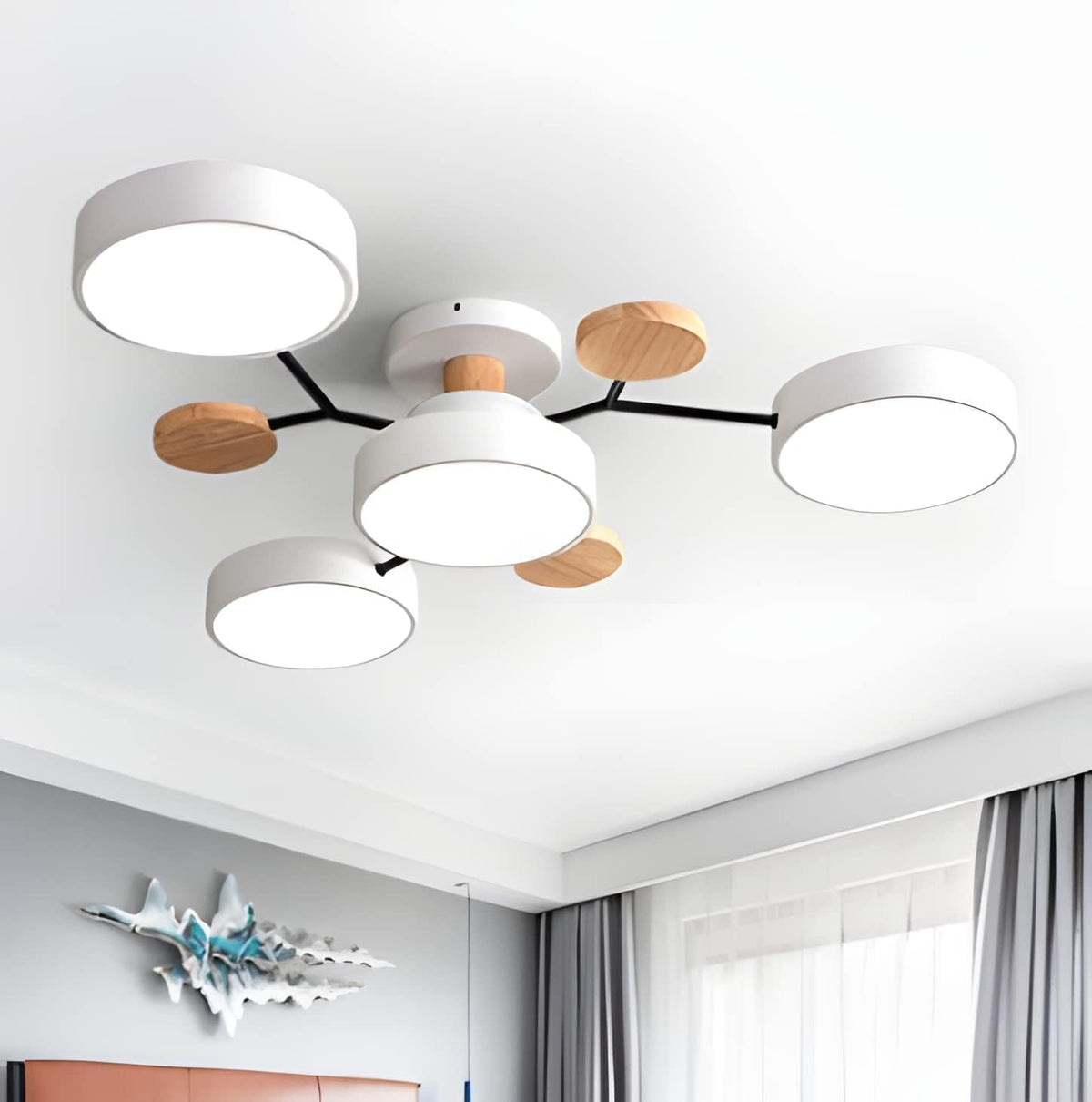 Fern Multi Arm LED Ceiling Light, White, 4 heads