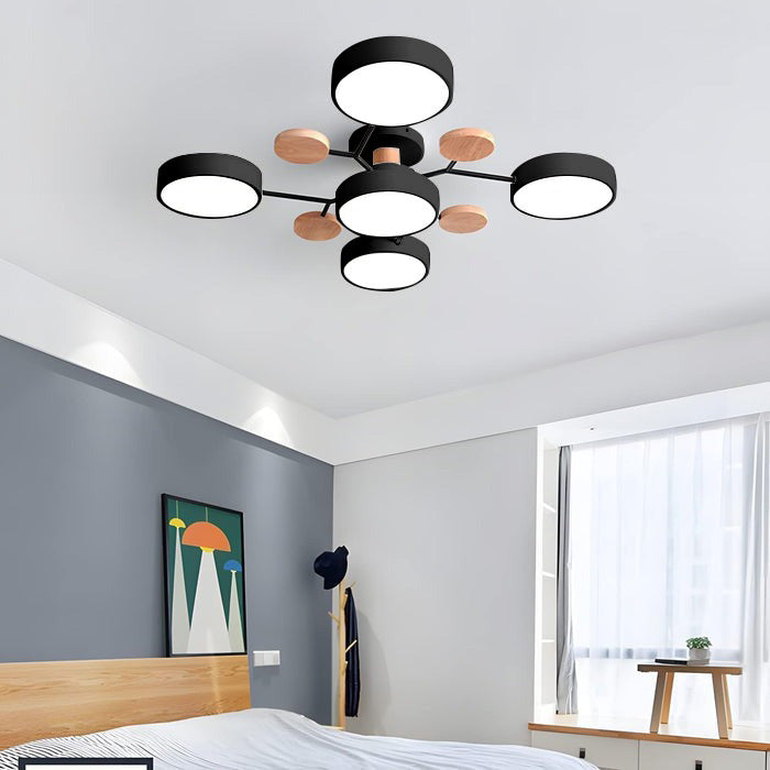 Fern Multi Arm LED Ceiling Light, Black, 5 heads