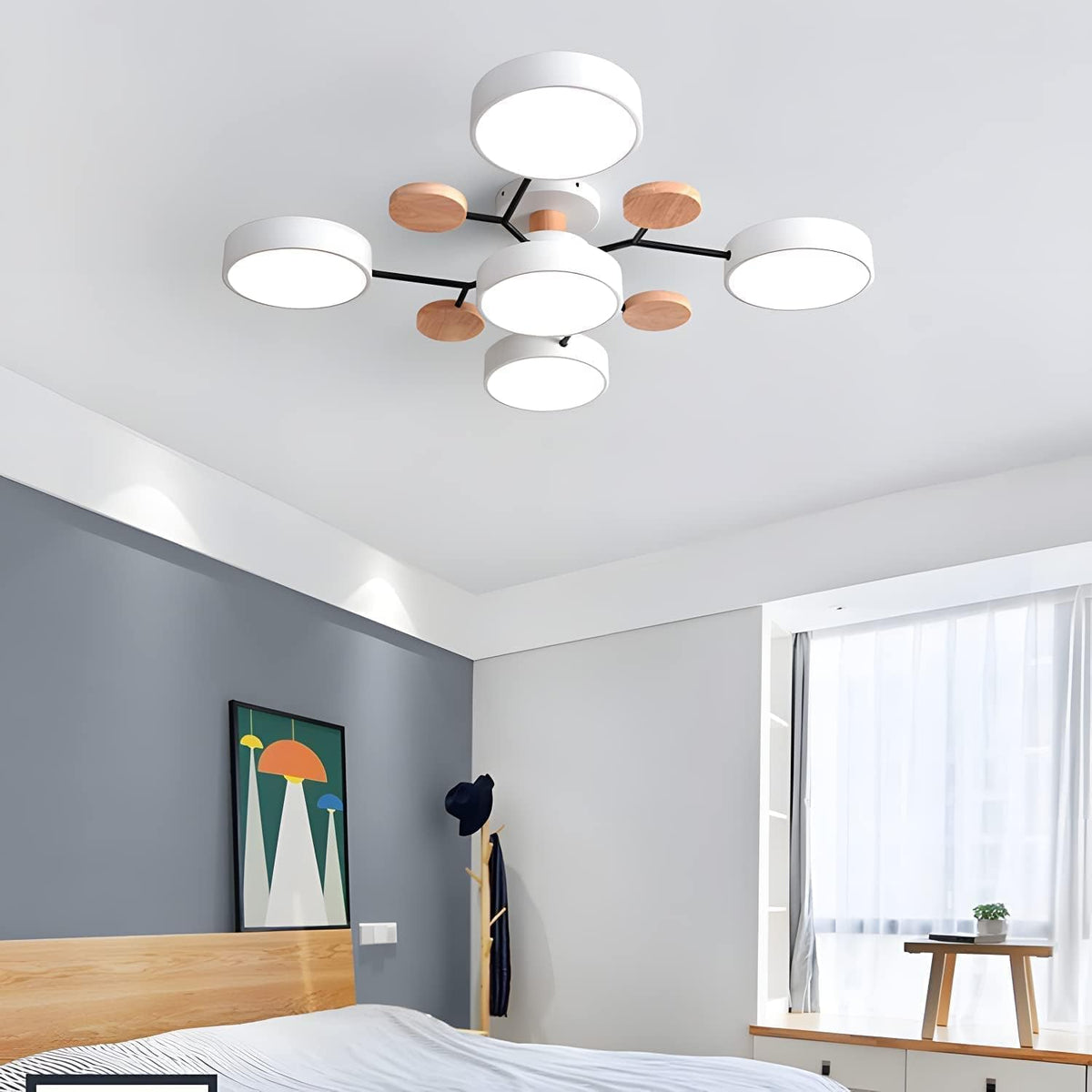Fern Multi Arm LED Ceiling Light, White, 5 heads