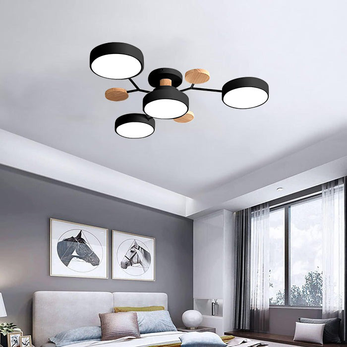 Fern Multi Arm LED Ceiling Light, Black, 4 heads