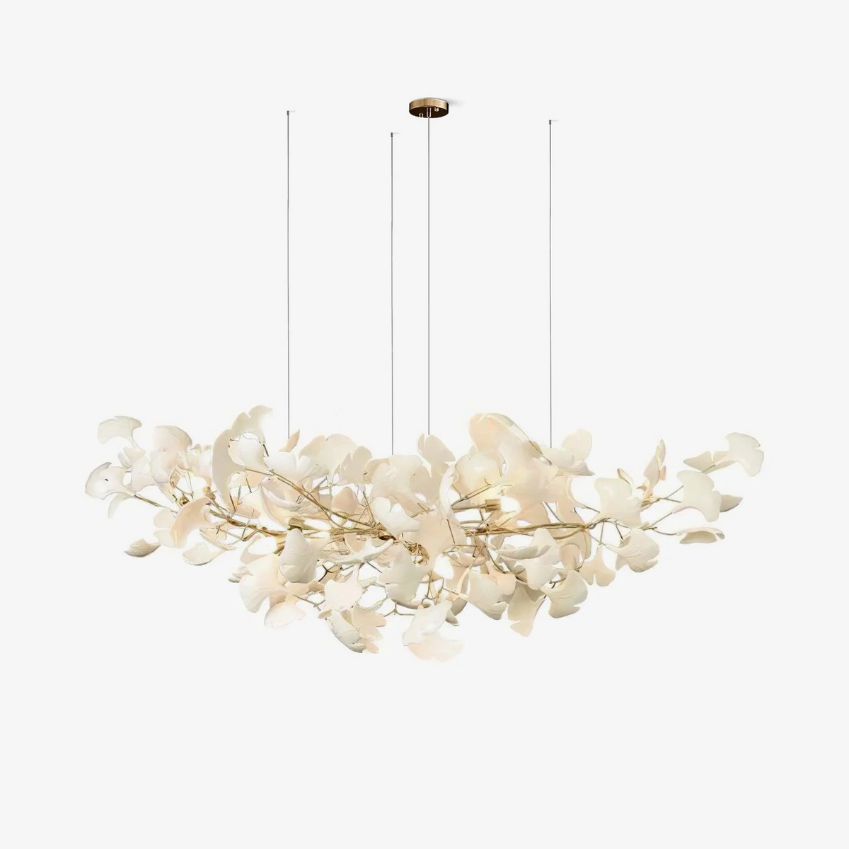 Willa Ginkgo Leaf Chandelier, gold frame, extra long