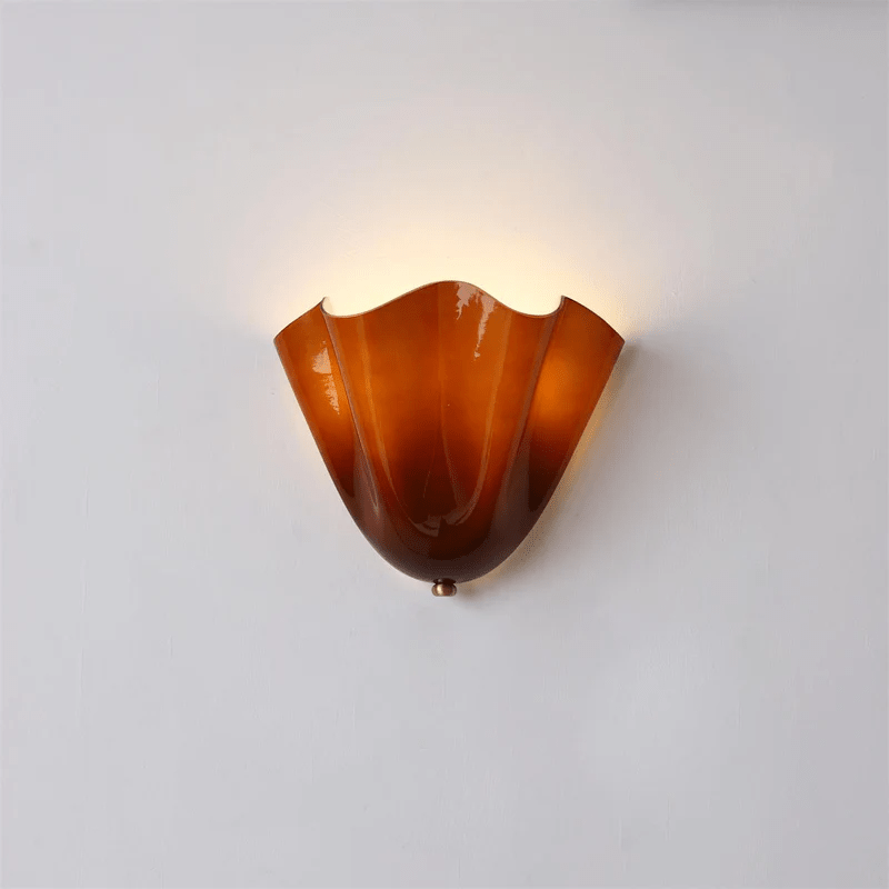 Lila Glass Petal Wall Light, Amber