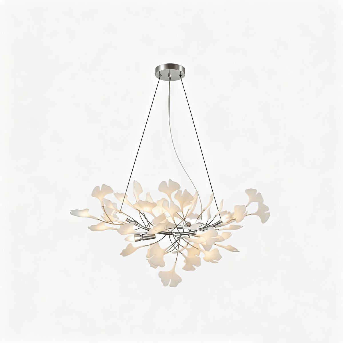 Willa Ginkgo Leaf Chandelier, nickel frame