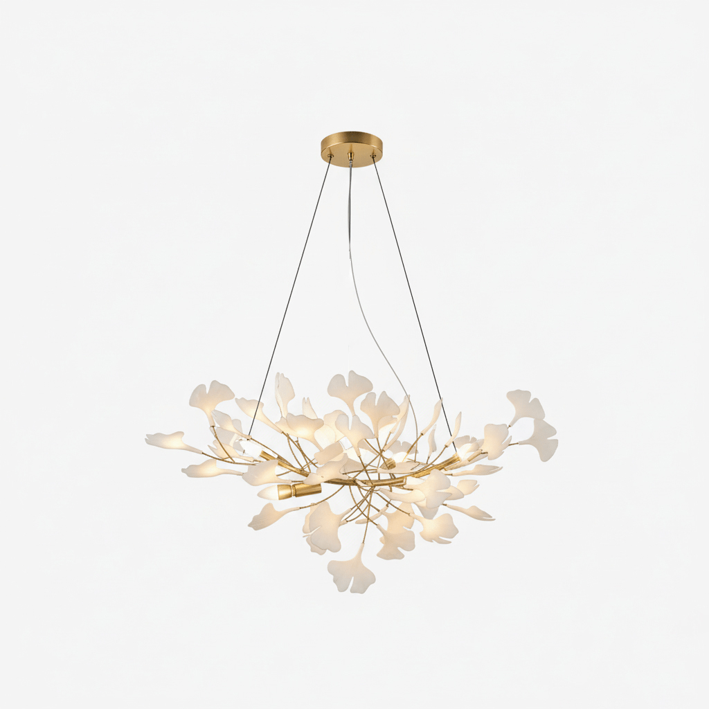 Willa Ginkgo Leaf Chandelier, gold frame
