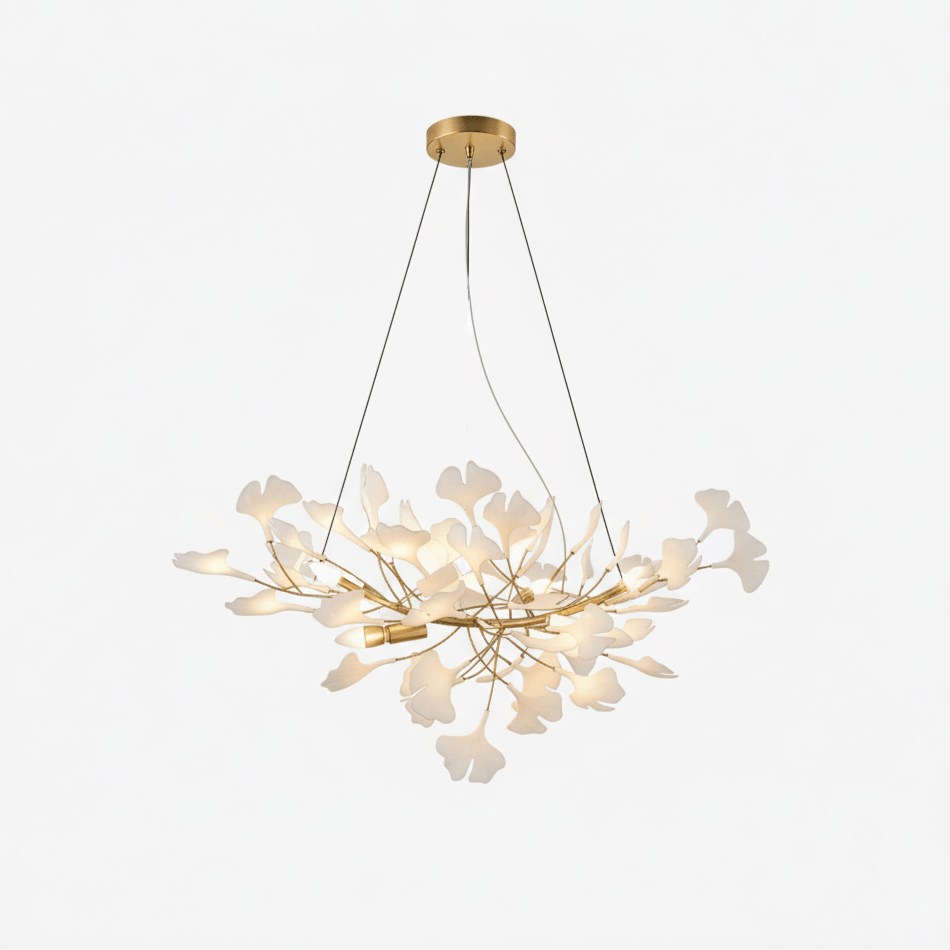 Willa Ginkgo Leaf Chandelier, gold frame, 31.5 inch