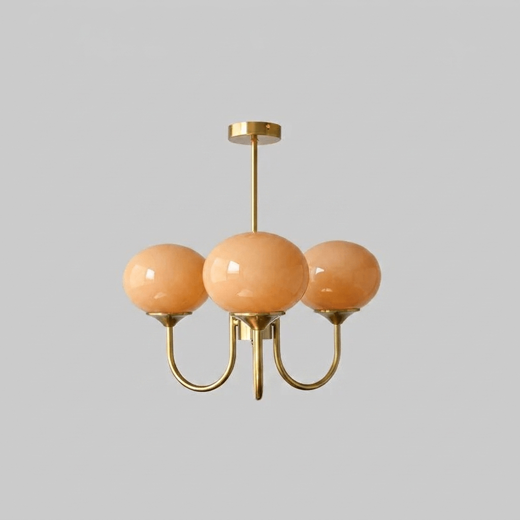 Coco Glass Globe Chandelier, 3 lights, Copper & Orange