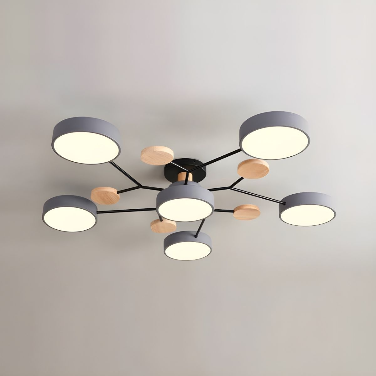 Fern Multi Arm LED Ceiling Light, Grey, 6 heads
