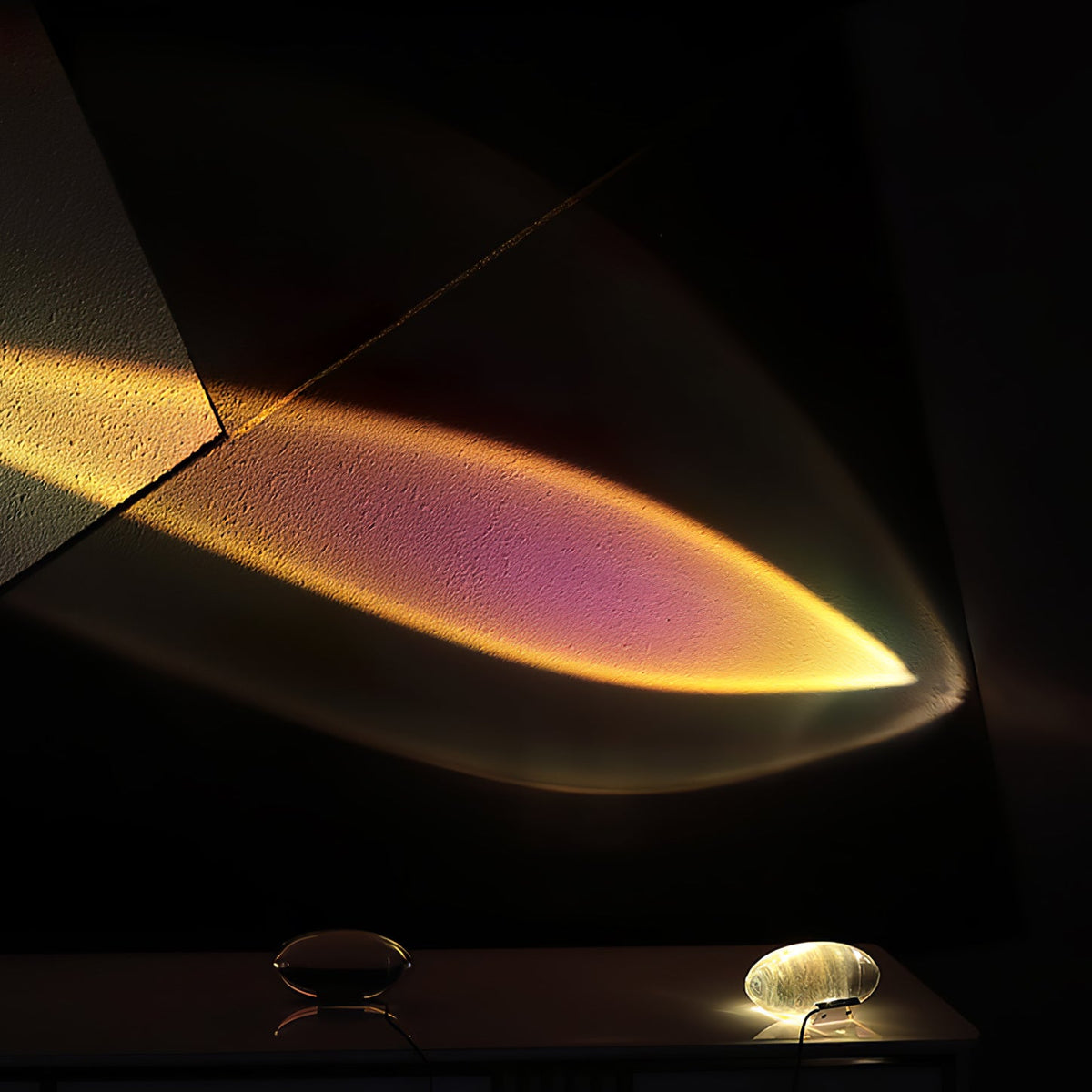 Selma Crystal Stone Table Lamp, blue purple light