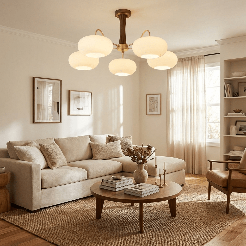 Hazel Brass and Wood Chandelier, photo 6