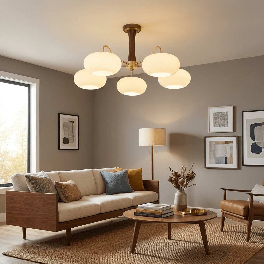 Hazel Brass and Wood Chandelier, photo 4