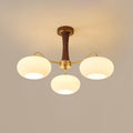 Hazel Brass and Wood Chandelier, 3 lights, walnut