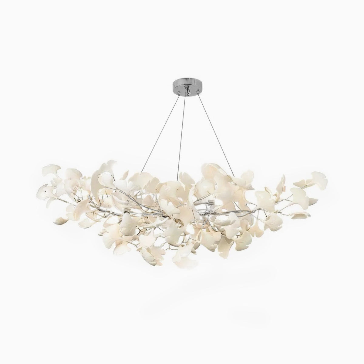 Willa Ginkgo Leaf Chandelier, nickel frame, large