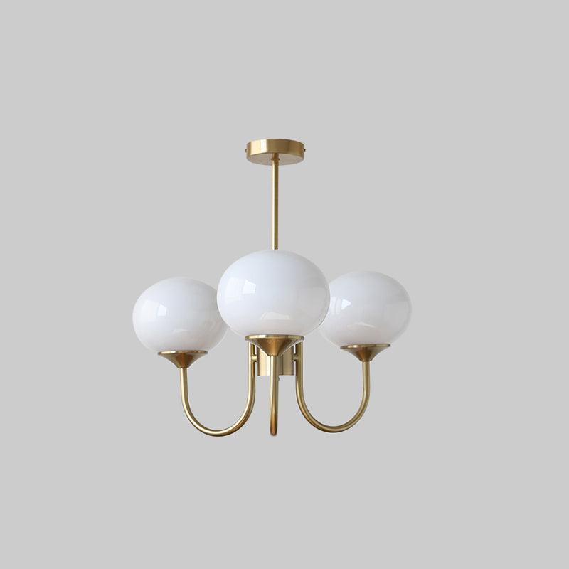 Coco Glass Globe Chandelier, 3 lights, Copper & White