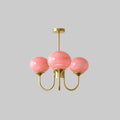 Coco Glass Globe Chandelier, 3 lights, Copper & Pink