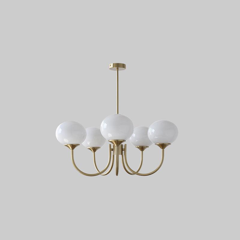Coco Glass Globe Chandelier, 5 lights, Copper & White