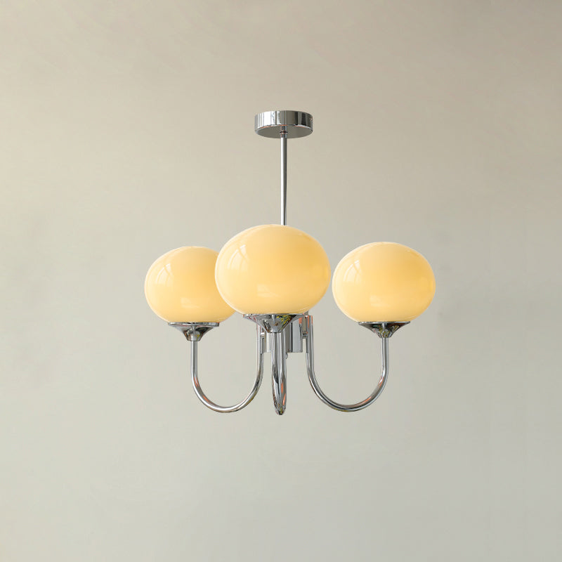 Coco Glass Globe Chandelier, 3 lights, Chrome & Cream