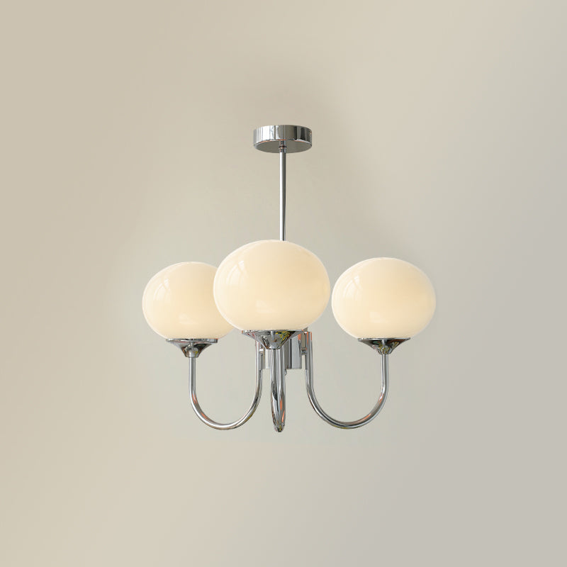 Coco Glass Globe Chandelier, 3 lights, Chrome & White