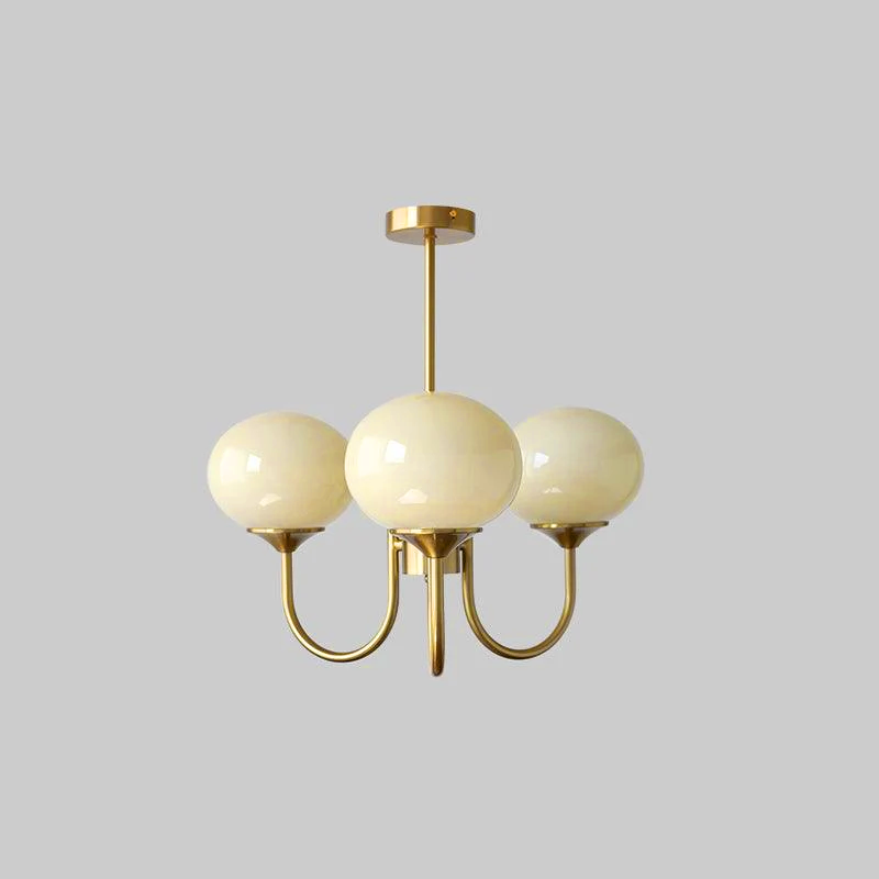 Coco Glass Globe Chandelier, 3 lights, Copper & Cream