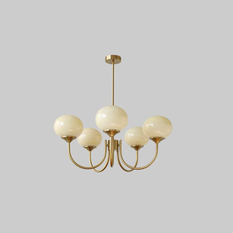Coco Glass Globe Chandelier, 5 lights, Copper & Cream