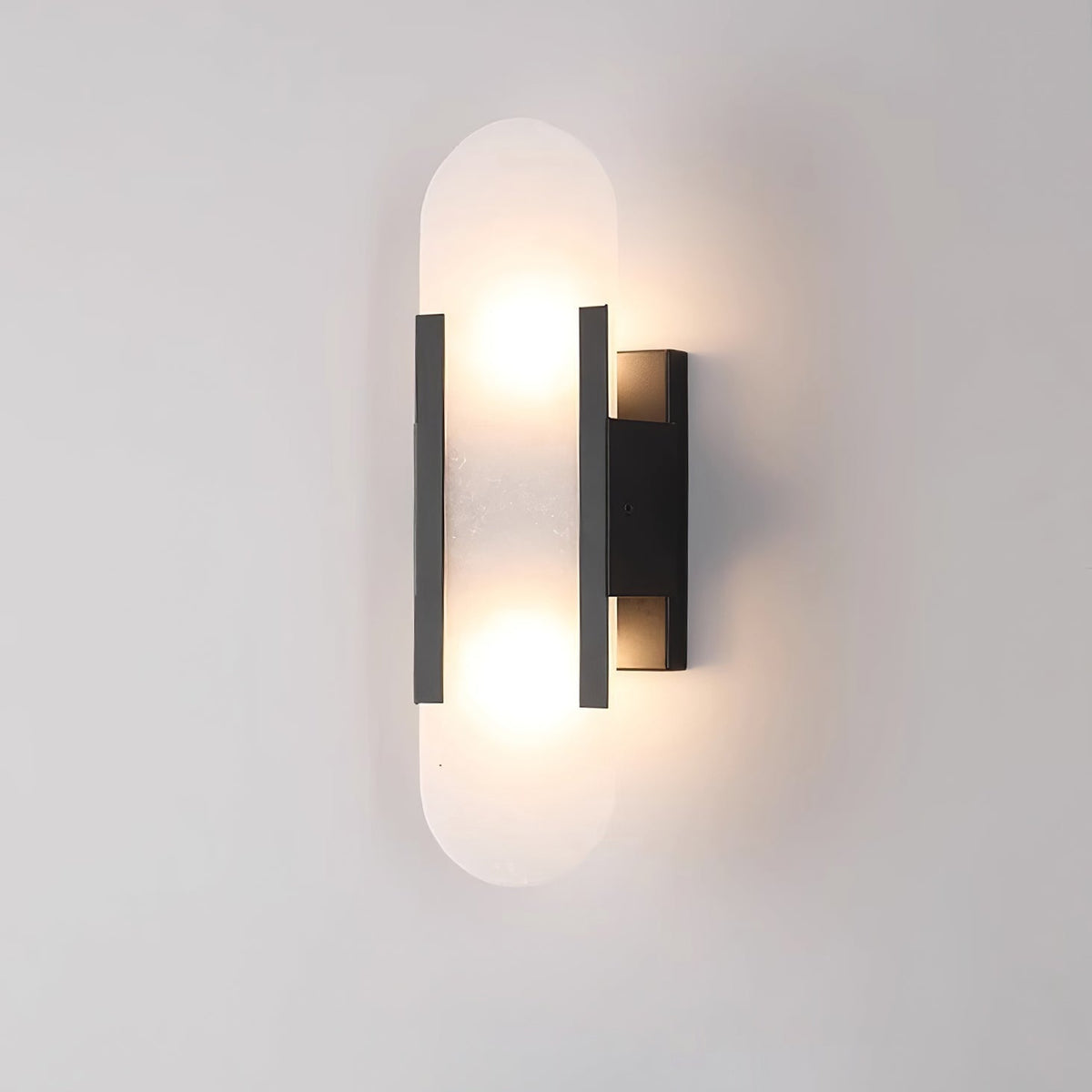 Alba Alabaster Wall Sconce, 13.8 inch, Black