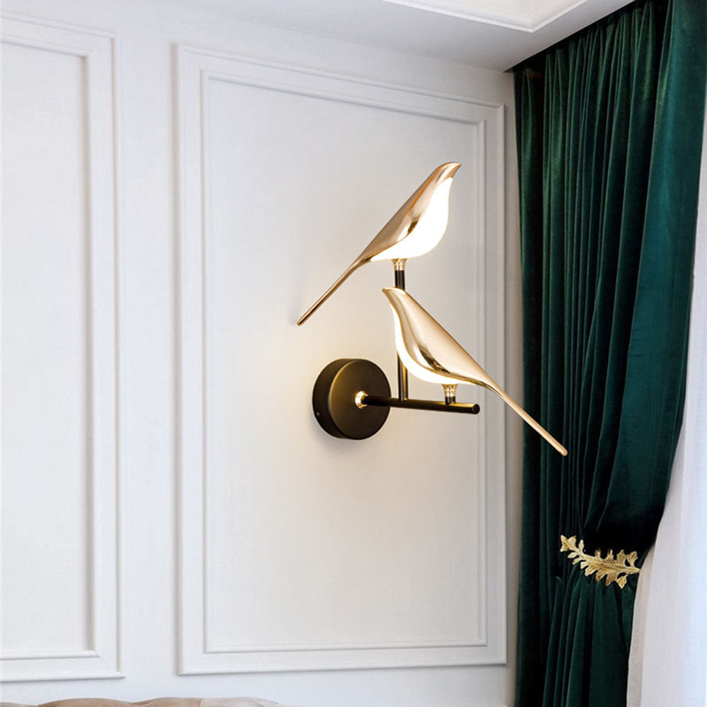 Wren Bird Wall Light, double head, dimmable