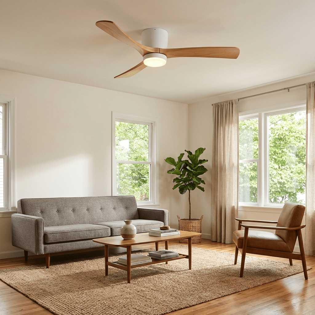 Nora Wooden Ceiling Fan Light, photo 6
