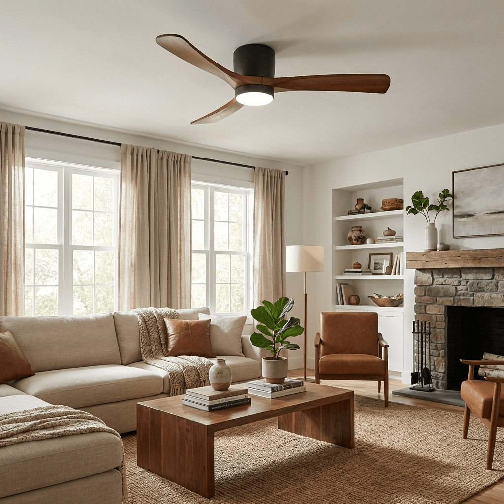Nora Wooden Ceiling Fan Light, photo 3