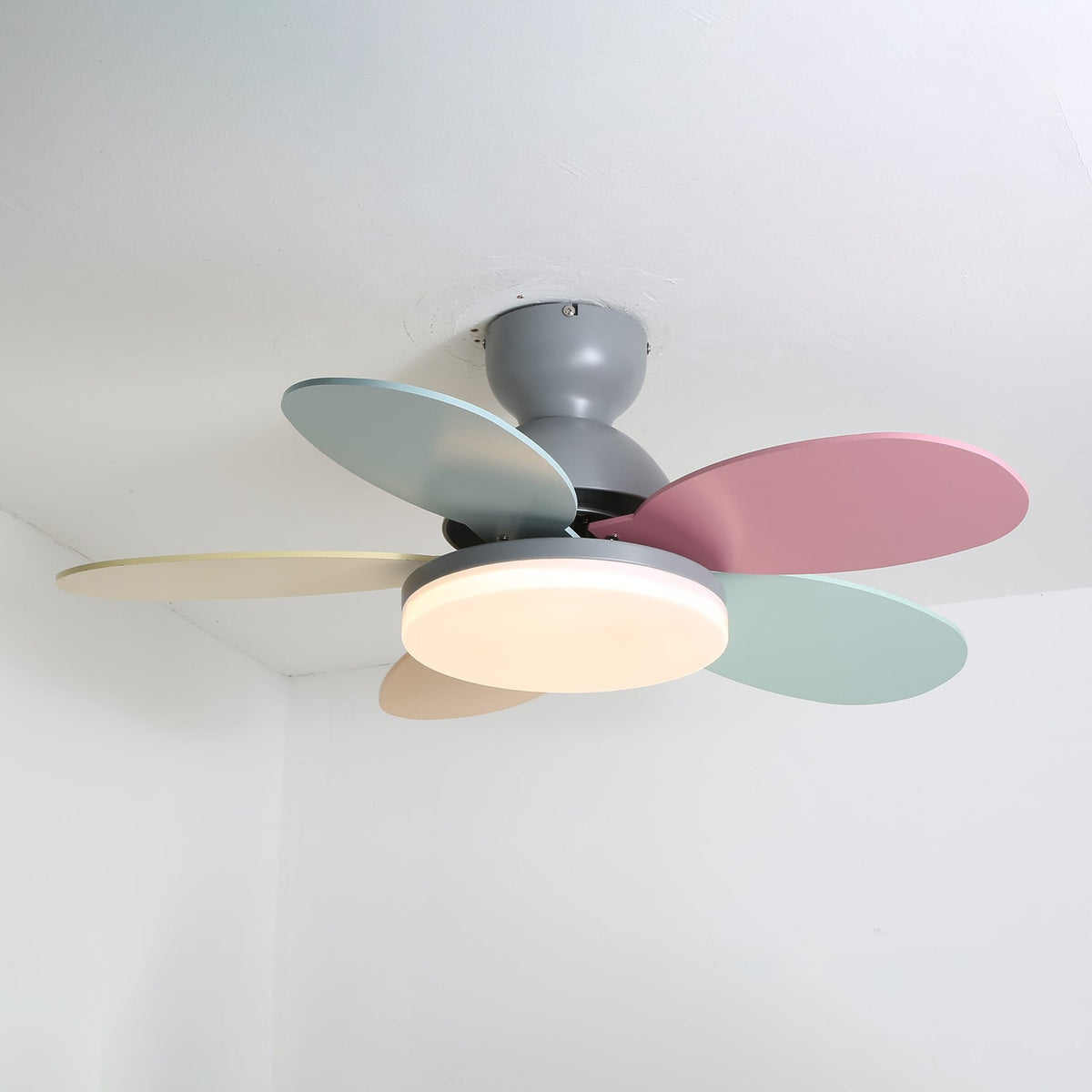 Pia Petal Ceiling Fan Light, Grey and Colourful
