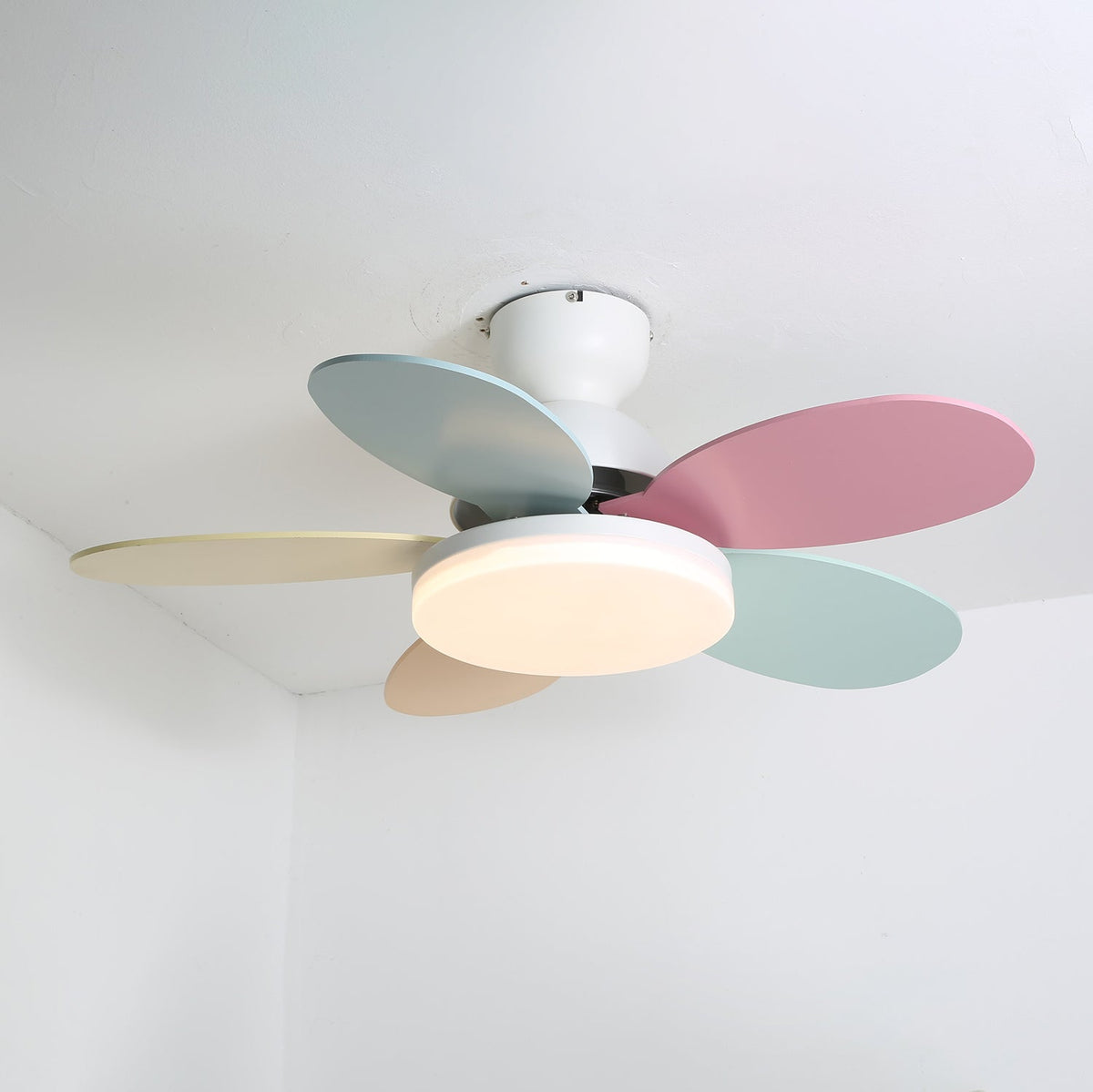 Pia Petal Ceiling Fan Light, White and Colourful
