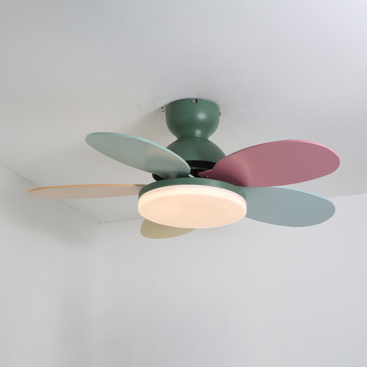 Pia Petal Ceiling Fan Light, Green and Colourful