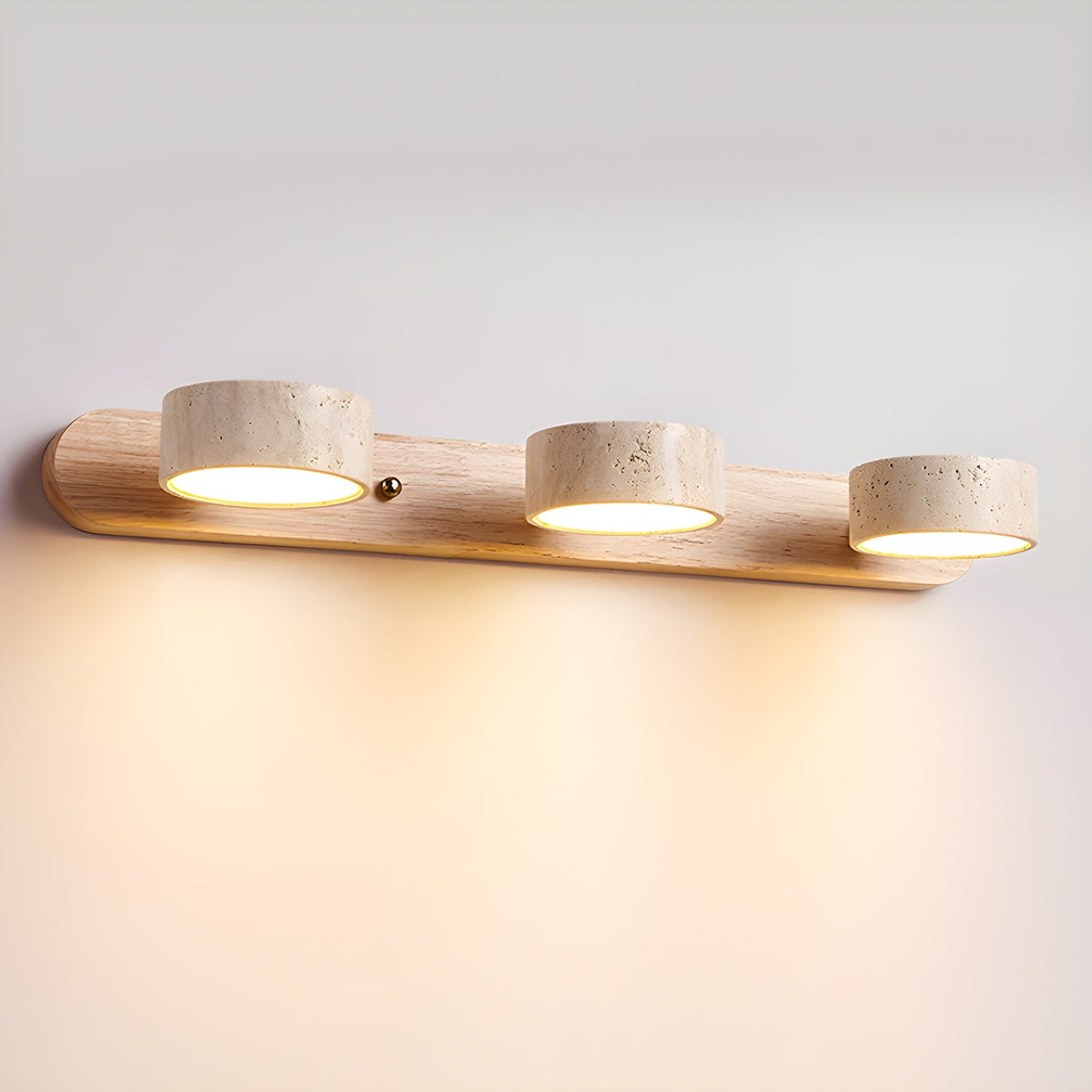 Tessa Travertine Wall Light, 3 lights, Wood Color