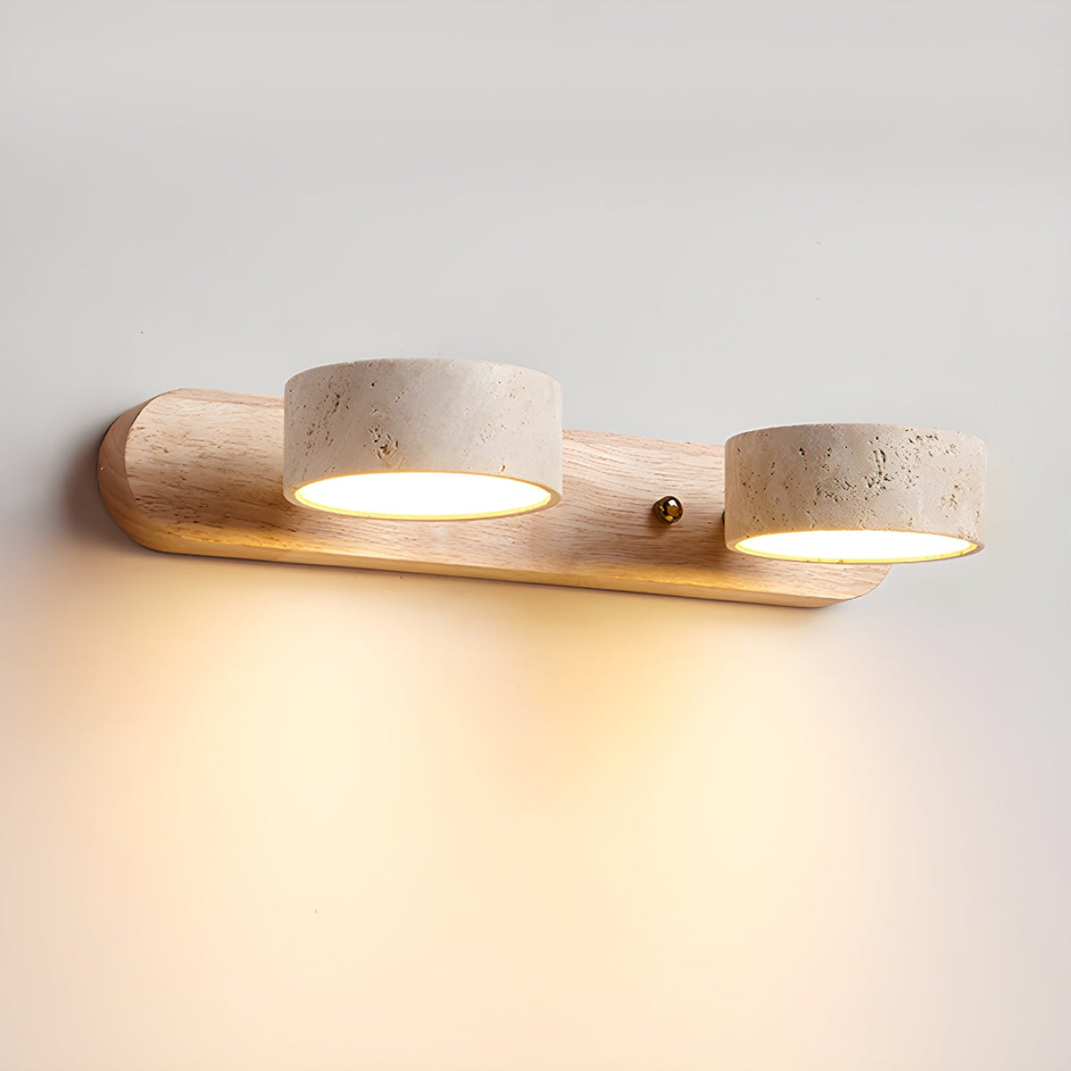 Tessa Travertine Wall Light, 2 lights, Wood Color
