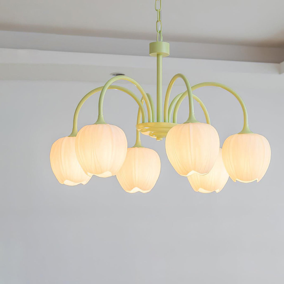 Tilda Tulip Chandelier, 6 lights, Matcha