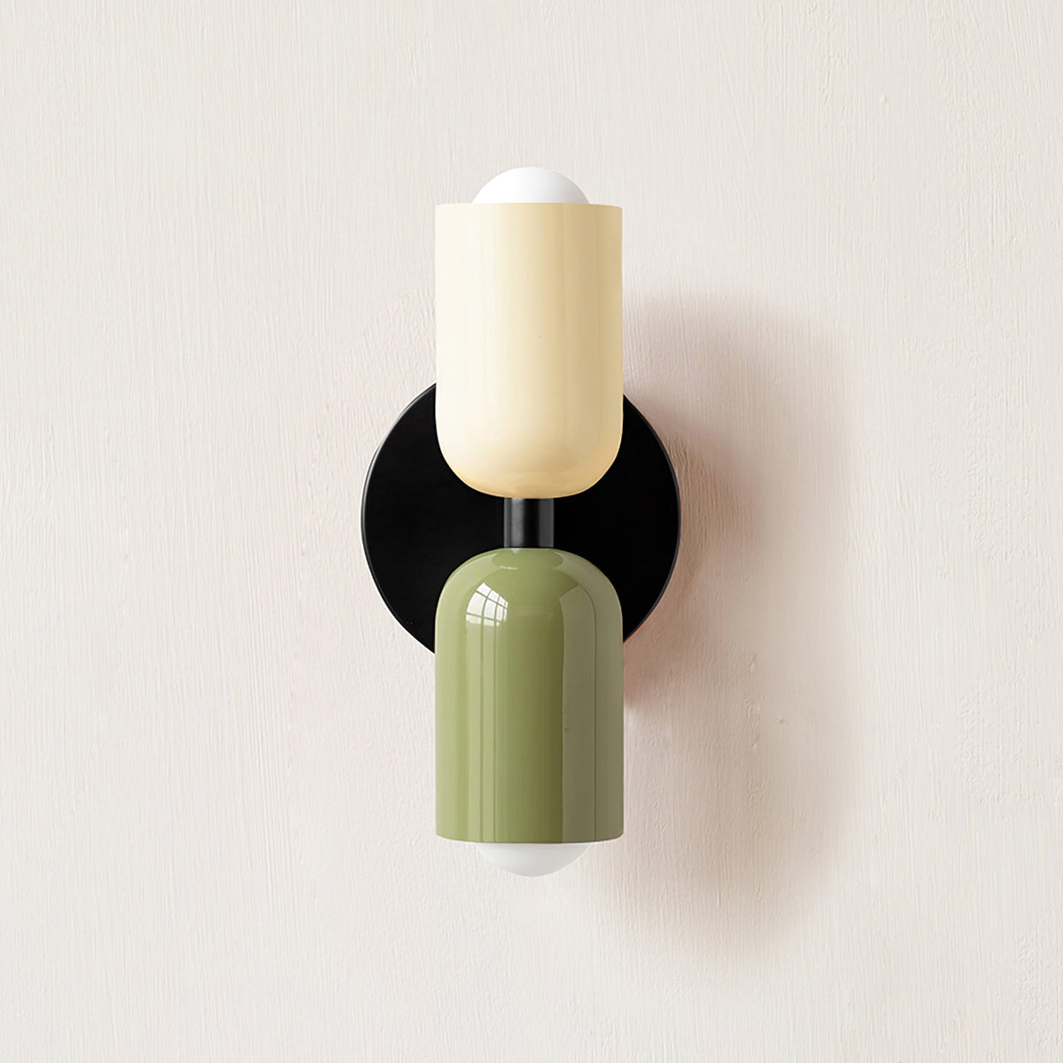 Lotte Short Double Wall Light, Beige and Green
