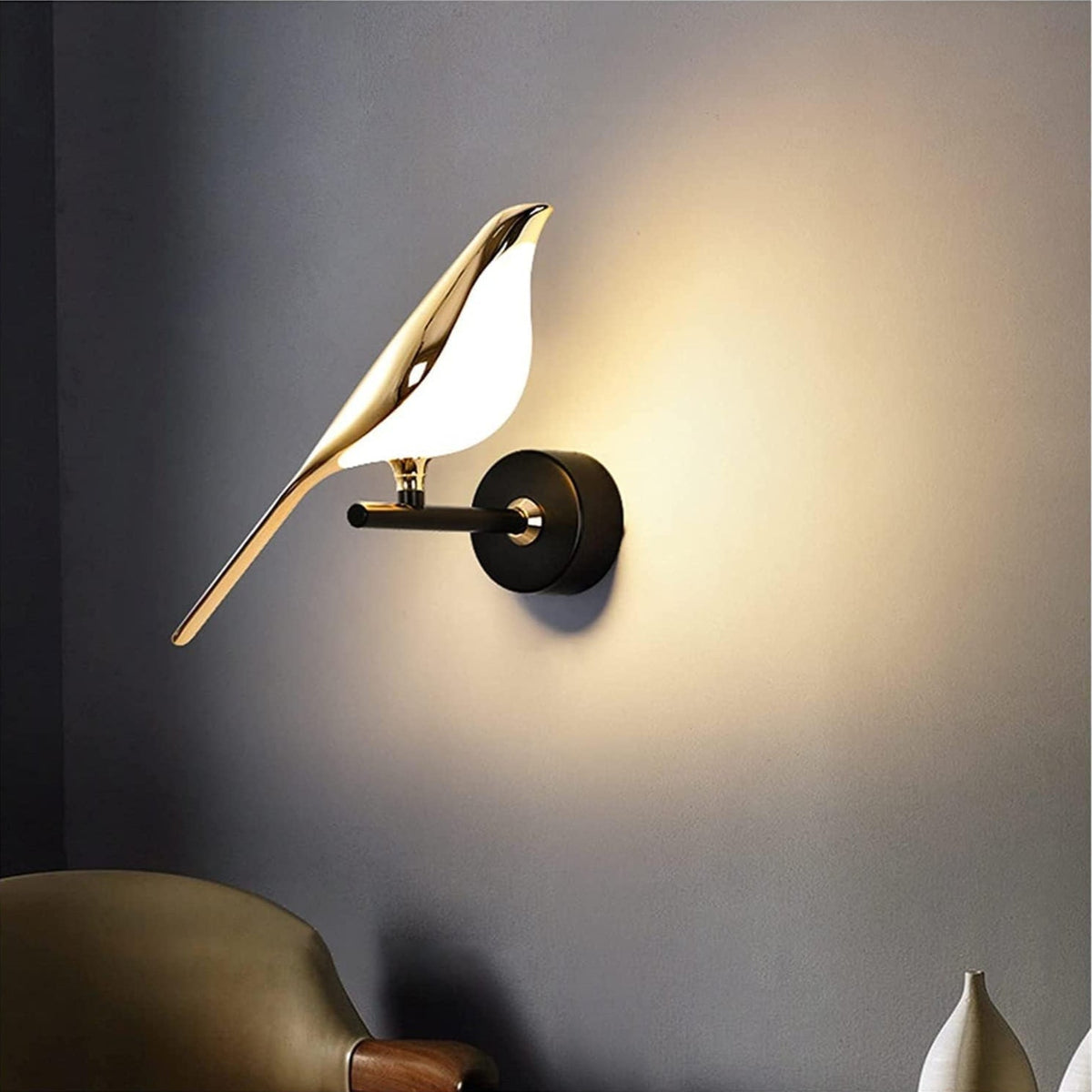 Wren Bird Wall Light, single head, warm light