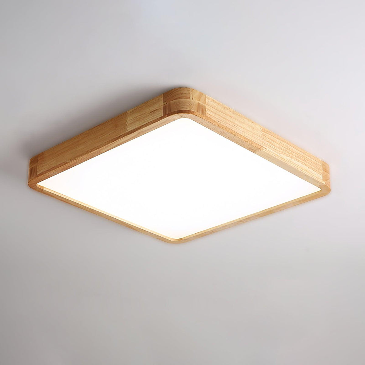 Oslo Wooden Flush Mount Light, square 19.7 inch
