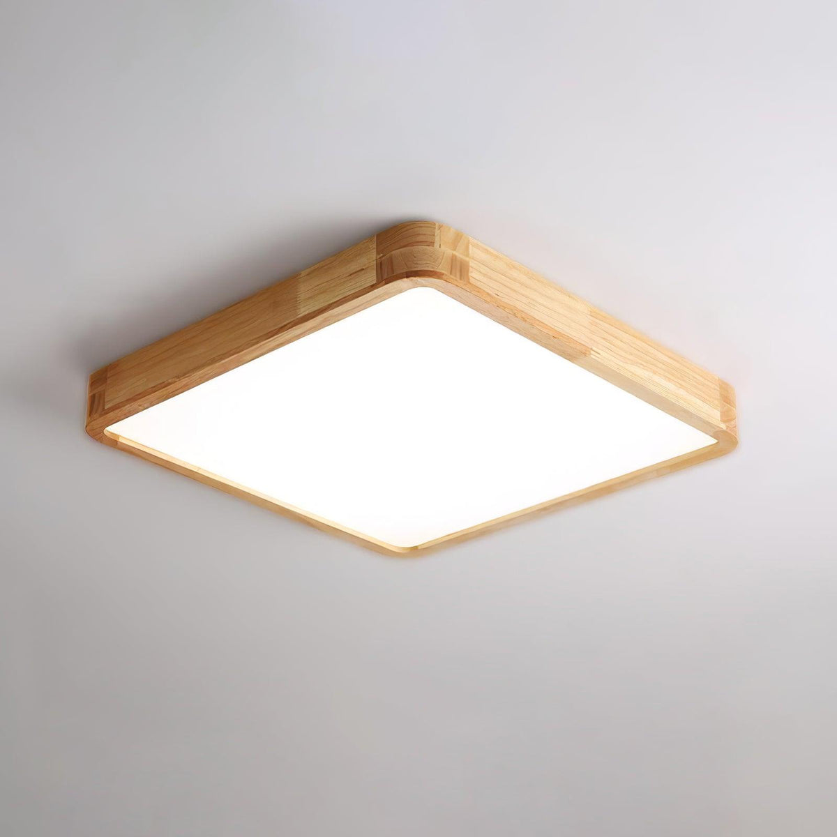 Oslo Wooden Flush Mount Light, square 15.7 inch
