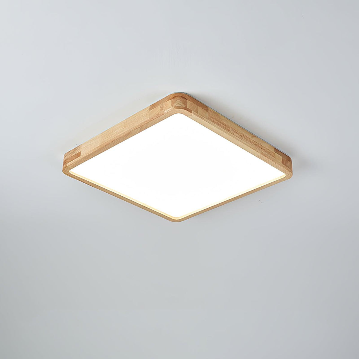 Oslo Wooden Flush Mount Light, square, dimmable
