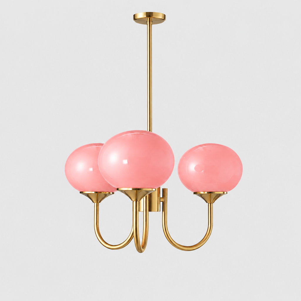 Coco Glass Globe Chandelier, product photo on a light grey background