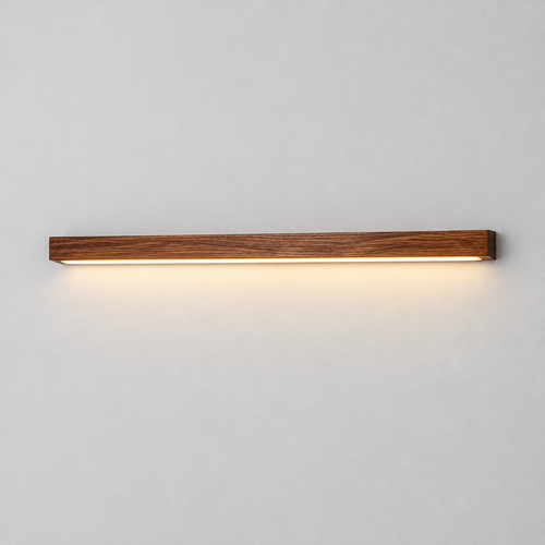 Arden Linear Wood Wall Light, product photo on a light grey background