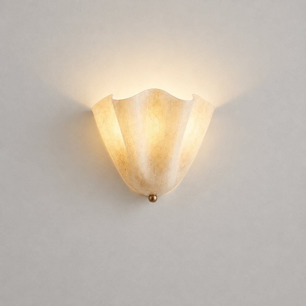 Lila Glass Petal Wall Light, product photo on a light grey background