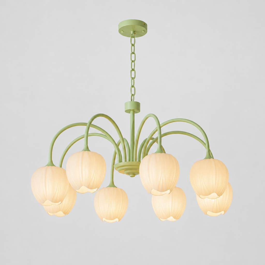 Tilda Tulip Chandelier, product photo on a light grey background