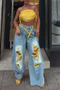 Acid Wash Ripped Baggy Jeans, view 1