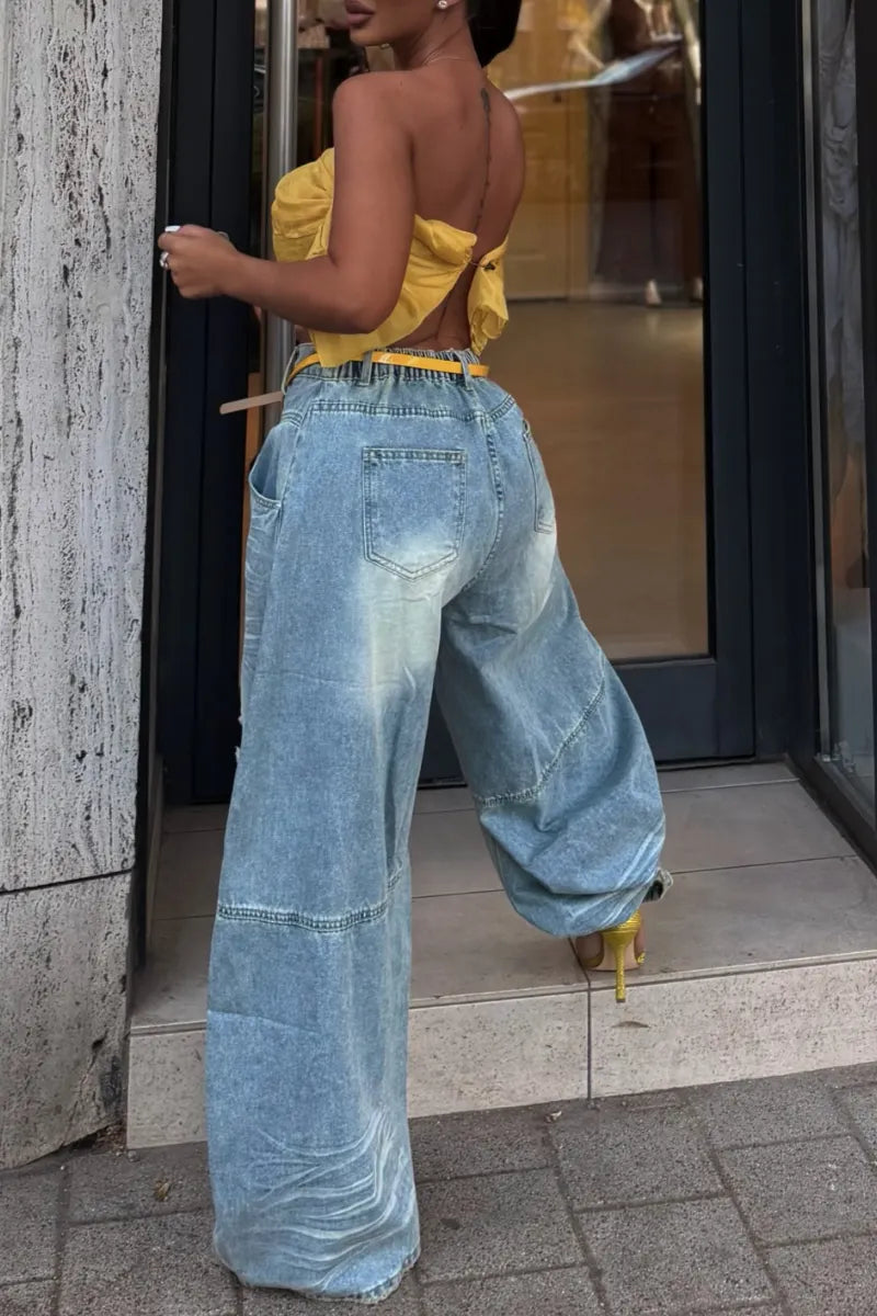 Acid Wash Ripped Baggy Jeans, view 4