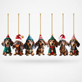 Acrylic Dachshund Christmas Ornaments, Set of 7, 7 pieces